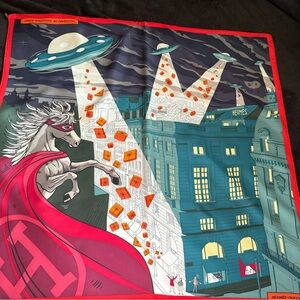Space Shopping Au Faubourg 90cm Hermes Scarf Blue Red